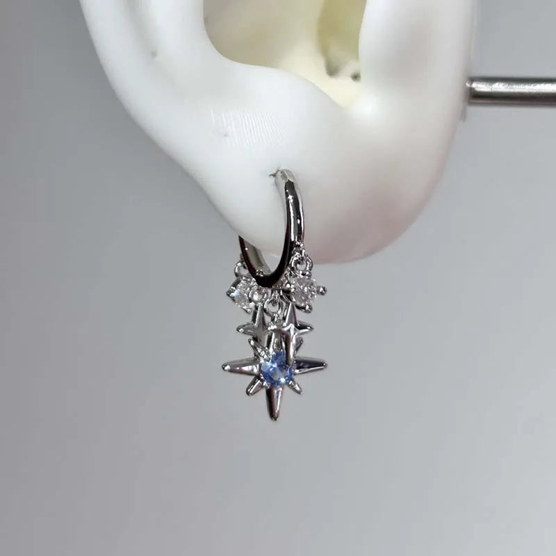 Blue Star Hoop Earrings